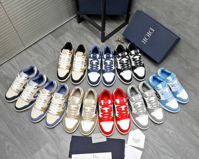 商品商标：Dior 迪奥 休闲鞋 正码码数: 38-44 45订做不退换 商品材料：精选牛皮拼接鞋面 透气网内里 原版大底