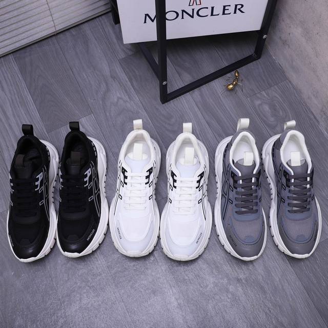 商品商标：Moncler 蒙囗 厚底休闲鞋 正码码数: 38-44 商品材料：精选牛皮拼接鞋面，透气网内里 原版大底