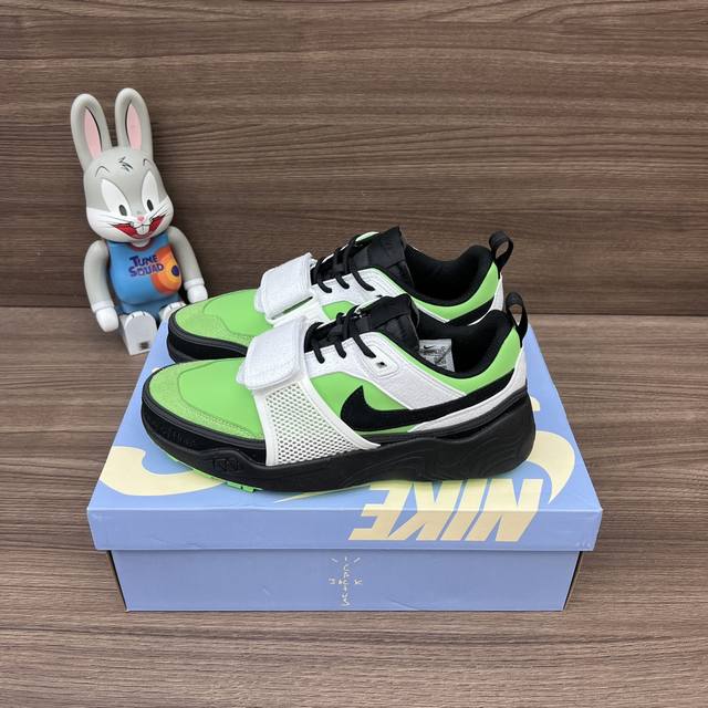顶级版本 Travis Scott X Nike Shark-A-Don 高级皮革与细腻的绒面革材质，舒适潮流 耐磨透气 生活休闲鞋. 绿色 男款 码数：40