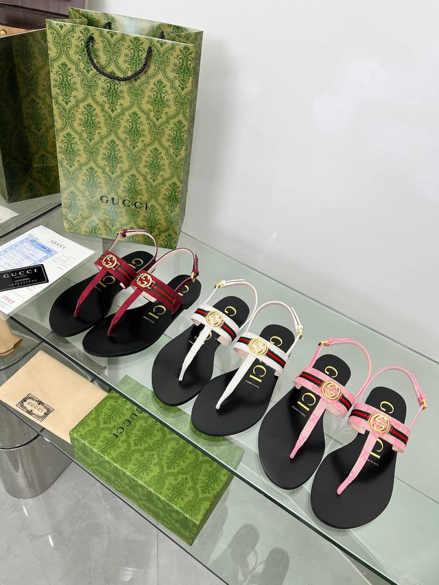 冲量价: Gucci春夏最新款 专柜1比1复制， 原版五金扣开模。 网红明星最爱。 欢迎转图爆卖 码数：36-44码 橡胶底