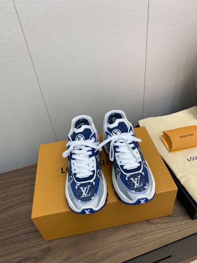 顶级版本：莞货 Lv路易威登L家驴牌 爆款Run 55 运动鞋 网面 花卉 四叶草 休闲 Sneaker跑鞋 老爹鞋 原版购入开发 做货 本款 Run 55 运