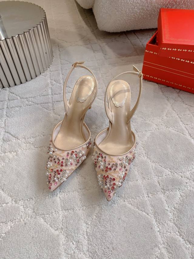 出厂价P Ren* Caovill*重工水晶宝石系列高跟鞋 Bling Bling精致逼人 堪称工艺品 面料进口高密度网纱 手工镶嵌宝石水钻 垫脚羊皮 意大利真