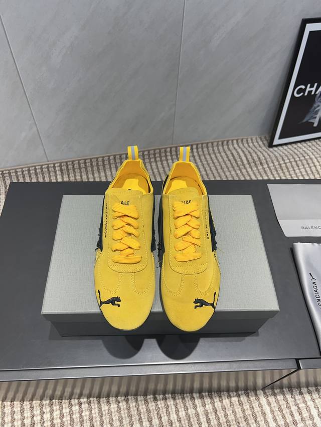 出厂：情侣 独家顶级版本 Balenciaga-Puma 25Vs春夏情侣联名爆款系列 情侣联名拼色休闲鞋 巴黎世家.彪马.情侣联名款，Speedca 'whi