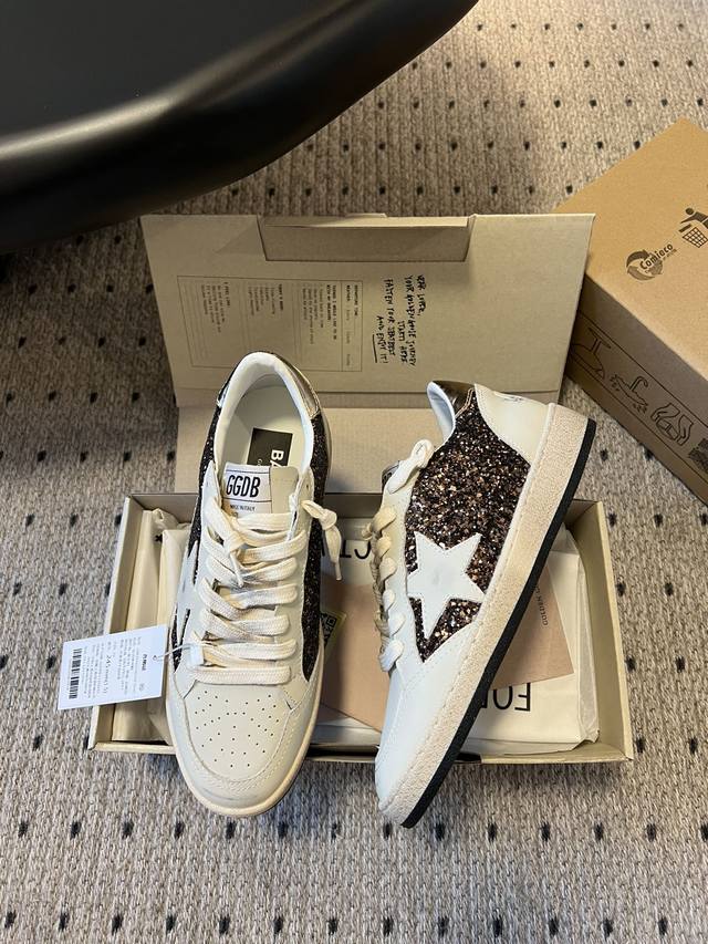 订单询价.长期做货 Ballstar 焦糖棕拼白星原版复刻高版本.低端勿扰 Ggdb Ball Star 系列25Ss爆款情侣款厚底 明星私服上脚示范 ×就是这