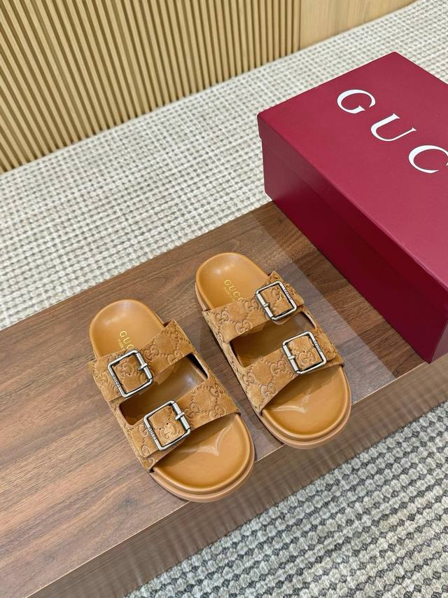 出厂 、福利新品厚底Guccii古驰25夏季新款，么术贴刺绣大G横带穆勒鞋 官网同步，原版一比一复制，最高版本所有材质细节均与Yb一致 常年做货。 面料：进口G