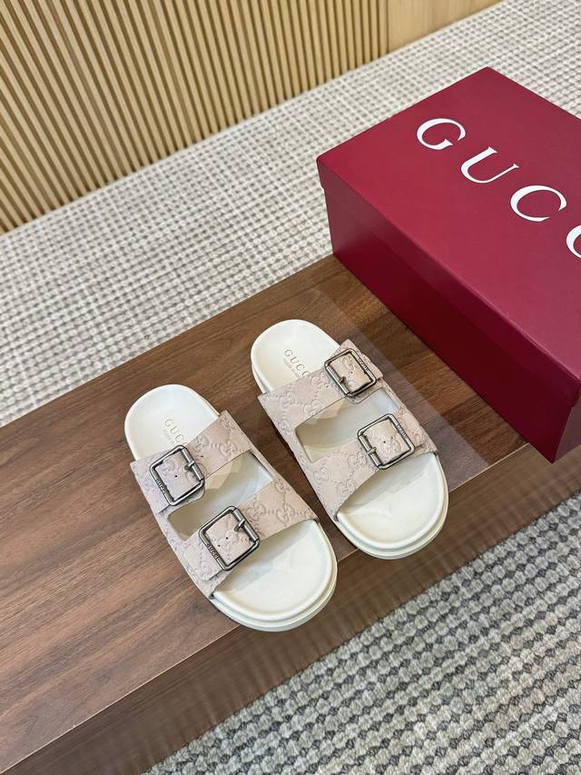 出厂 、福利新品厚底Guccii古驰25夏季新款，么术贴刺绣大G横带穆勒鞋 官网同步，原版一比一复制，最高版本所有材质细节均与Yb一致 常年做货。 面料：进口G