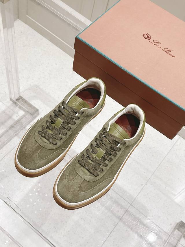 顶级版本：男款 Loro Piana 诺悠翩雅Tennis Walk系列 Lp德训鞋 休闲 运动鞋 板鞋 原版购入开发 做货 这款新款绒面革网球鞋采用超低帮设计