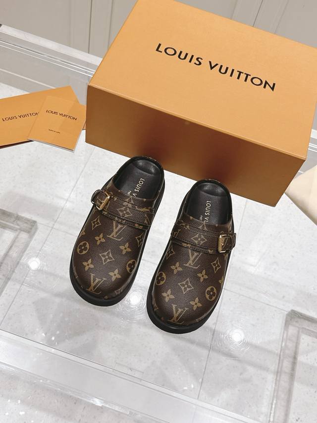 顶级版本：女款 Lv 路易威登 L家 驴牌 To-Go Comfort系列 老花 勃肯 包头拖鞋 凉鞋 原版购入开发 做货 Lv To-Go Comfort 凉
