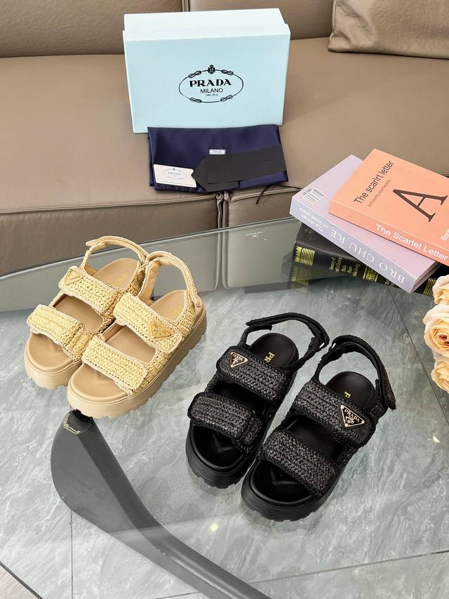 冲量价: 普拉达厚底编织款。全新锁边工艺。5-41码。