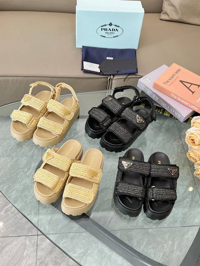 冲量价: 普拉达厚底编织款。全新锁边工艺。5-41码。