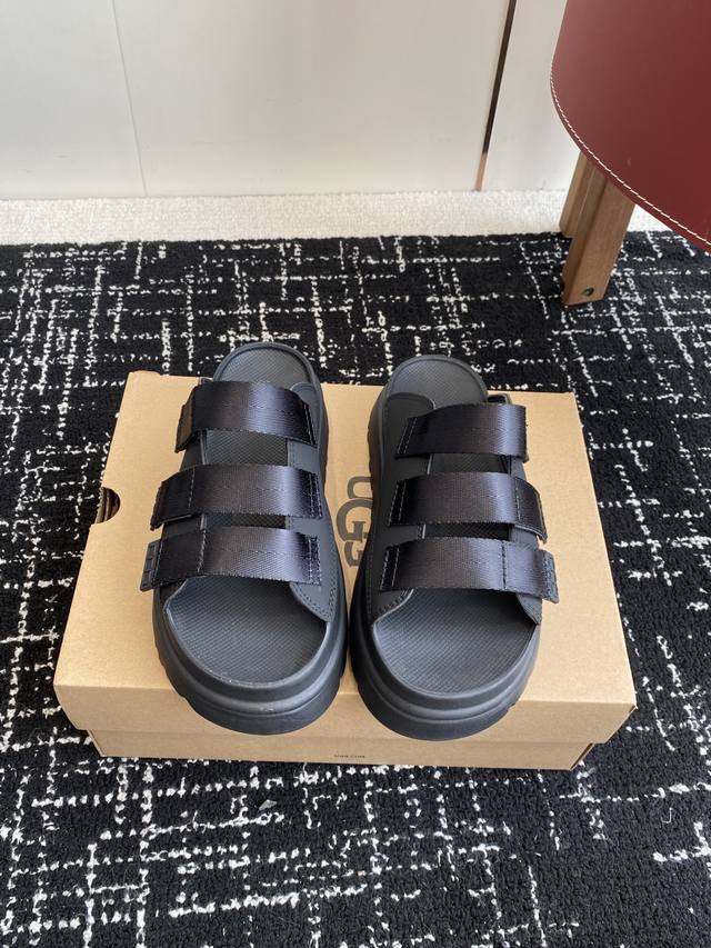 东莞代购级 Ugg 25Ss 厚底 拖鞋 可调节鞋面束带，设计方便穿脱双层高密度泡棉鞋内底 外包翻毛皮的耐磨中底以及Eva外底再生聚酯纤维滚边 舒适厚底，轻巧不