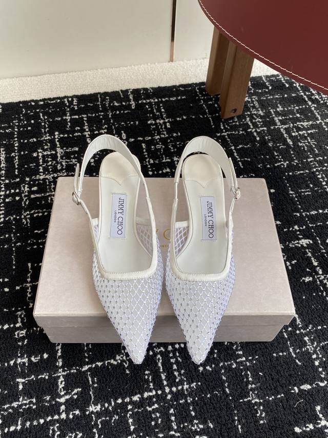 代购级 Jimmy Choo 周仰杰25春夏新品网纱烫钻方头小猫跟拖鞋！Jc经典水晶烫钻网纱高跟鞋 超级仙的一款啊！美得让人窒息 超闪昂贵施华洛世奇水晶钻 Bl