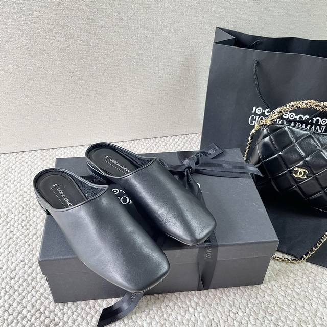凉拖 半拖 单鞋 Giorgio Armani X 10 Corso Como 25年 乔治阿玛尼 联名款平底凉拖鞋 方头女巫平底单鞋 穆勒半拖鞋 正码35-3