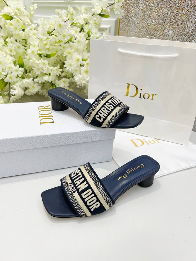 Dior迪奥最新火爆款，一款春新品、这款中跟真丝锻面+3D电秀鞋，绽现现代的设计理念。怎么搭配怎么好看。上脚舒适。码数35-40 40 42定做 出厂价Pp象胶