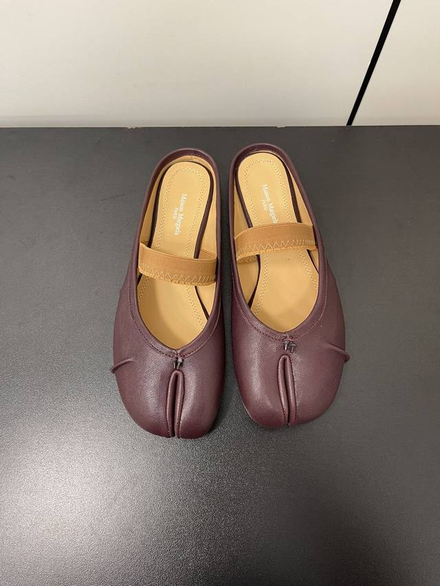高定品质！Maison Margiela Mm6马吉拉24Ss新款皱褶分趾鞋 Tabi分趾芭蕾舞绑带半拖 意产植鞣羊皮！ 欢迎对比 真正的原版大底！ Size: