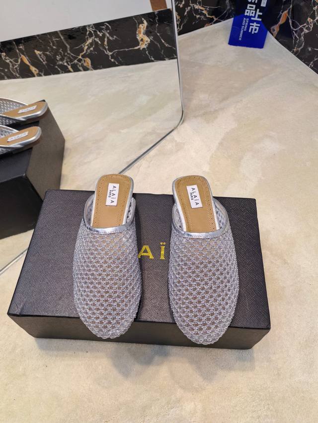 2025Alaia 新款编制网面拖鞋 面料:原版定制羊皮 内里:定制羊皮 垫脚:定制羊皮 大底:原版开模橡胶大底 码数:36-39 40.41.42定制不退换