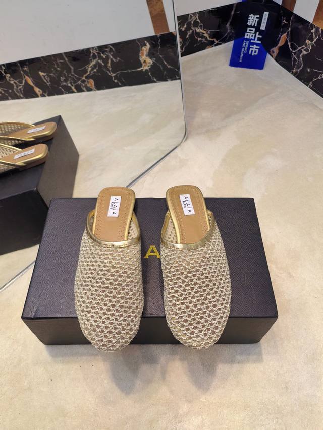 2025Alaia 新款编制网面拖鞋 面料:原版定制羊皮 内里:定制羊皮 垫脚:定制羊皮 大底:原版开模橡胶大底 码数:36-39 40.41.42定制不退换