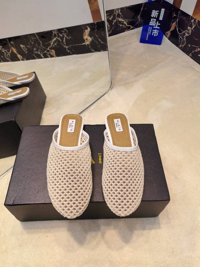 2025Alaia 新款编制网面拖鞋 面料:原版定制羊皮 内里:定制羊皮 垫脚:定制羊皮 大底:原版开模橡胶大底 码数:36-39 40.41.42定制不退换