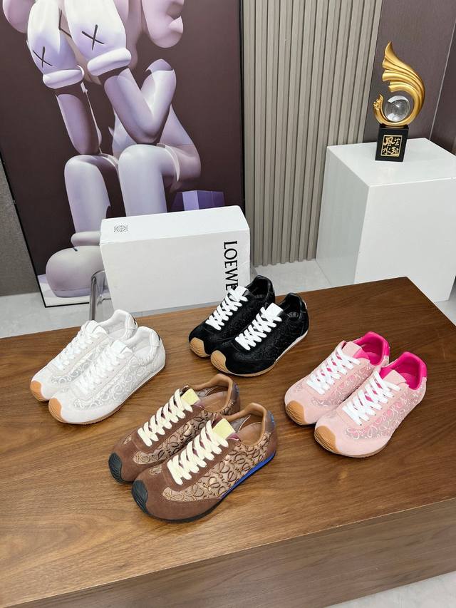 橙子出厂价P ，扣子配件+15 Loewe 罗意威二代Ballet Runner升级2.0给足界一些震撼，网纱透气芭蕾运动鞋阿甘鞋德训鞋情侣运动鞋 不对称鞋头造