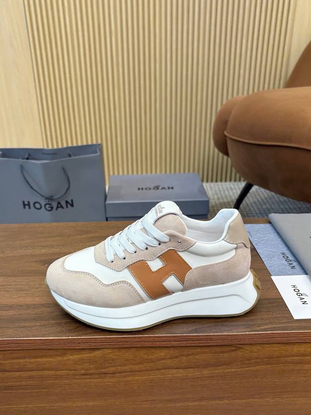 工厂p价 Hogan 霍根 新款转图必爆 H-Stripes系列情侣款厚底老爹鞋飞艇鞋休闲运动鞋。 顶级版本原版购入开发做货 此款H-Stripes系列运动鞋采