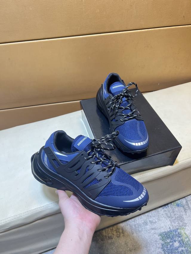 D2二次方 原单品质.～ 独特现代风运动鞋。休闲鞋潮男必备款 意大利进口原版品牌，进口原版飞织羊皮垫脚 拒绝脱色磨脚 鞋底：原厂特供原版底，法国懒人风格设计 贴