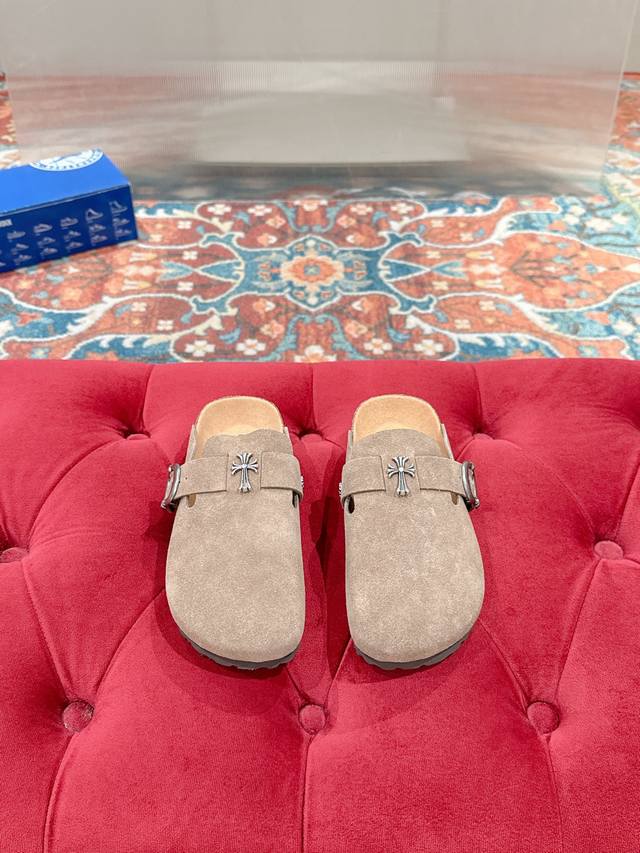 工厂p价 女装女鞋 运动原单 Comehearts*Birkenstock 克罗心*勃肯鞋 皮革绒面时尚休闲包头鞋 牛皮绒面革质地柔软搭配可调节鞋扣提升穿着舒适