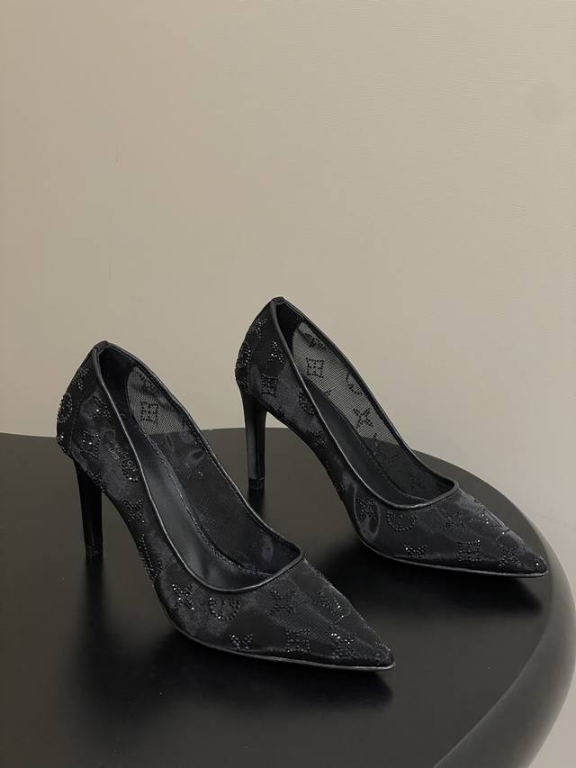 25Ss夏季新款 Louis Vuitton 路易威登 Lv Gala 高跟鞋网纱钻面仙女鞋网面烫钻平底单鞋Bing...Bling...网纱水晶钻 本款 Ga