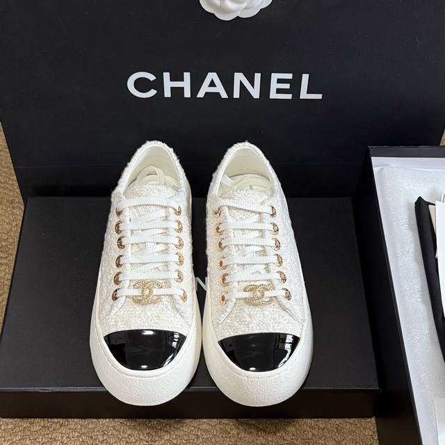 布面 皮面 Size: 35-40 Chanel 25款菱格 粗呢花款饼干鞋 自带增高 上脚舒适百搭时尚