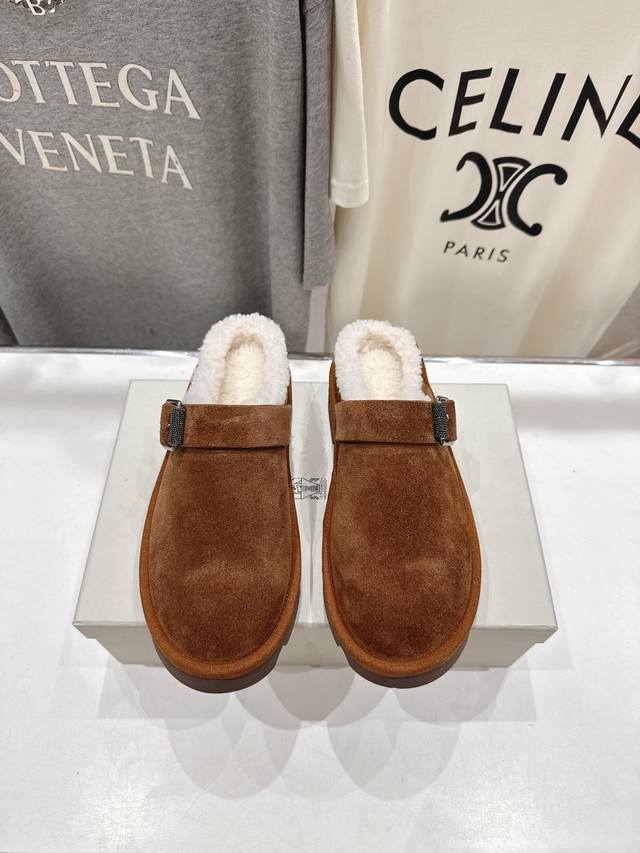 高版本出厂 Brunello Cucinelli 新款Bc秋冬半包毛毛拖鞋，市场高版本 Bc是意大利知名品牌，极简主义风格，复古又高级！简约又大气，属于非常耐看
