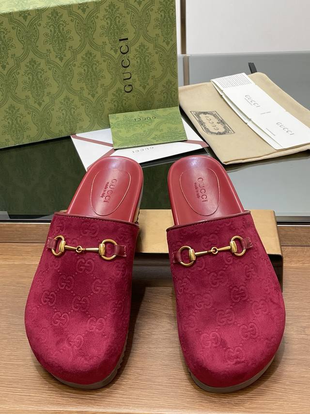 福利 新品厚底Gucci马衔扣G G男女同款情侣穆勒鞋 包头拖鞋 官网同步，原版一比一复制，最高版本所有材质细节均与Yb一致 常年做货。 面料：进口G G压花牛