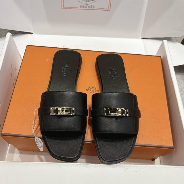 金扣 出厂价p Hermes 爱马仕Giulia凉鞋系列 时尚又百搭 超级舒服 每个细节都做到极致 独家开模纯钢Kelly扣五金 原版Swift小牛皮 原版1: