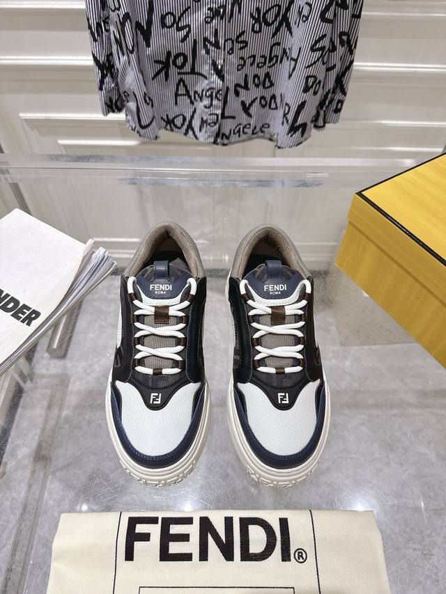 出厂 顶级版本限男款 Fendi 2025新款厚底运动鞋 休闲鞋整双鞋子采购Zp开发打造，全部定制材料，独家开模大底，细节全部对版出货，连包装也做到跟正品一样。