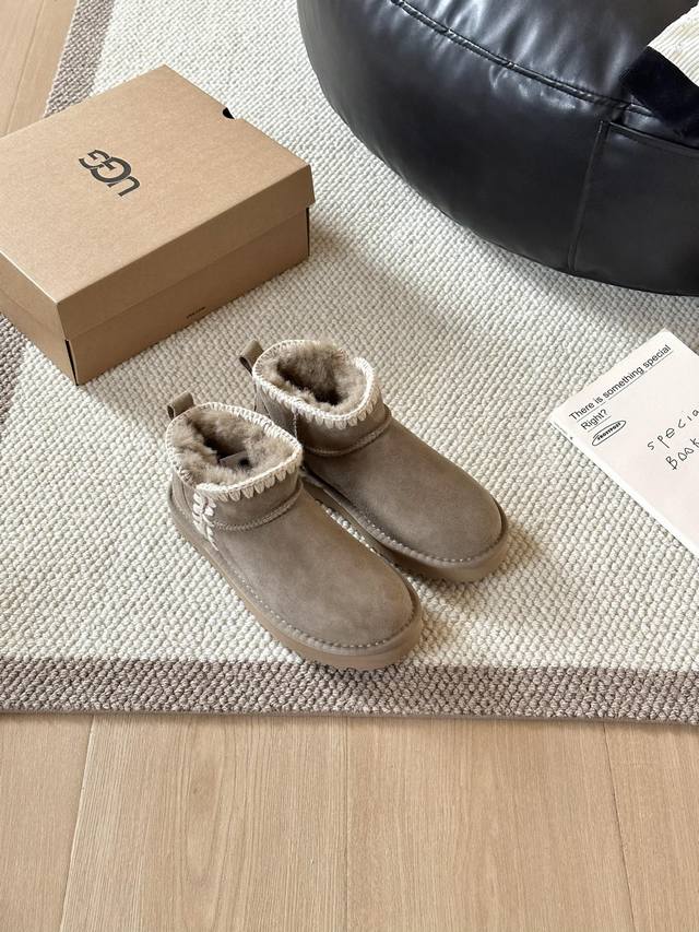Ugg 迷你毛线编织 A级羊皮毛一体 +手工编织毛线 柔软轻翼高弹大底 Size： 35-40