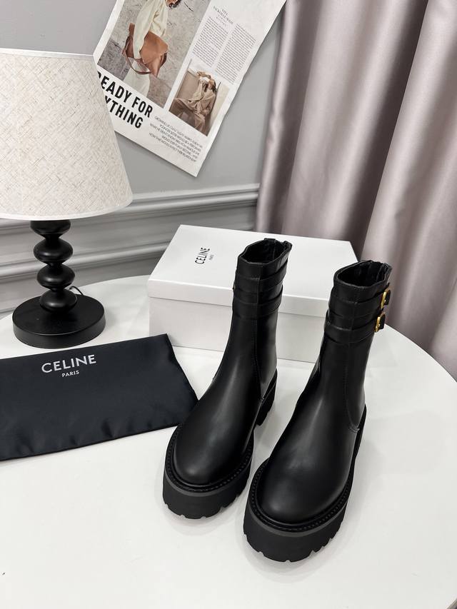 celine 赛琳2005凯旋门后拉链短靴面料：全粒面头屋牛皮！！内里羊标准码数35 40 41、42订做 不退放出厂价p