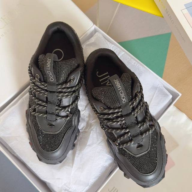 顶级版本：情侣款 钻面 Jimmy Choo 周仰杰 Diamond X Ii F系列 情侣款 水钻 厚底 休闲 运动鞋 老爹鞋 原版购入开发 做货 Diamo