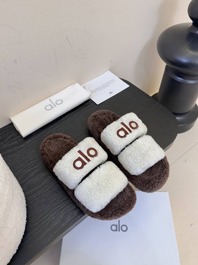 Alo 25秋冬 皮毛一体毛拖 踩在云朵之中，穿上幸福感太强了 增高好看，冬日必入单品 Size 35-41
