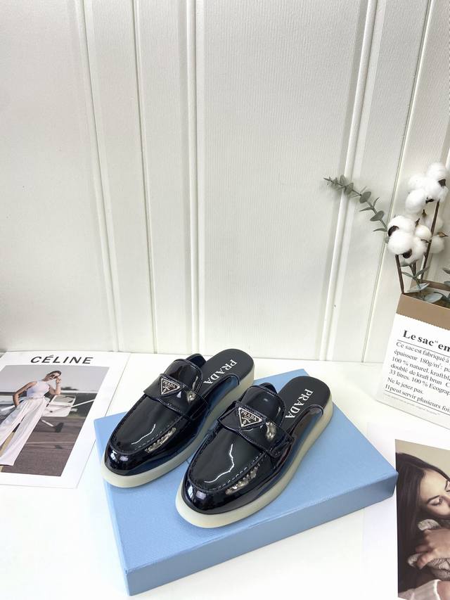 情侣款 工厂p批 男20 prada New新款乐福半拖鞋 低调奢华懒人鞋，富人的不二选择！ 软胶底素有踩云感之称～舒适度百分百 细腻羊猄鞋面，柔和而有质感！高