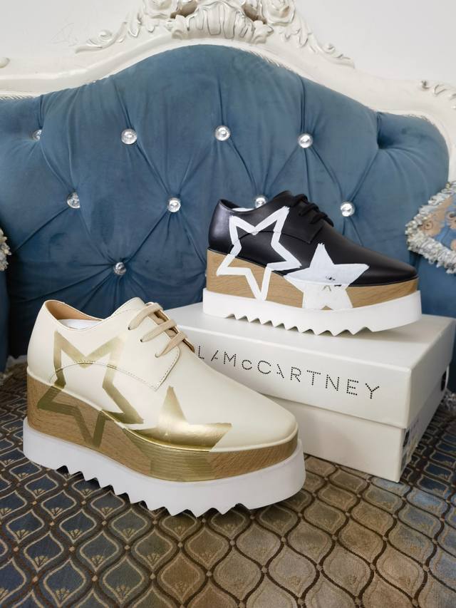 冲量价: 实拍stella Mccartney厚底休闲单鞋 ，牛皮面羊皮里，100%穿着舒适度。 跟高8厘米，码数34-40，
