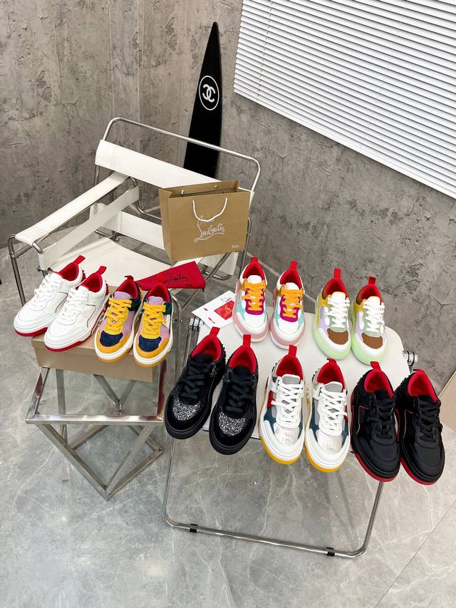 顶级版本 男女情侣款 代购级重磅推出 Christian Louboutin Cl 标识设计 红底鞋最新走秀休闲情侣款 老爹鞋系列 简称cl 红底鞋秋冬t台走秀