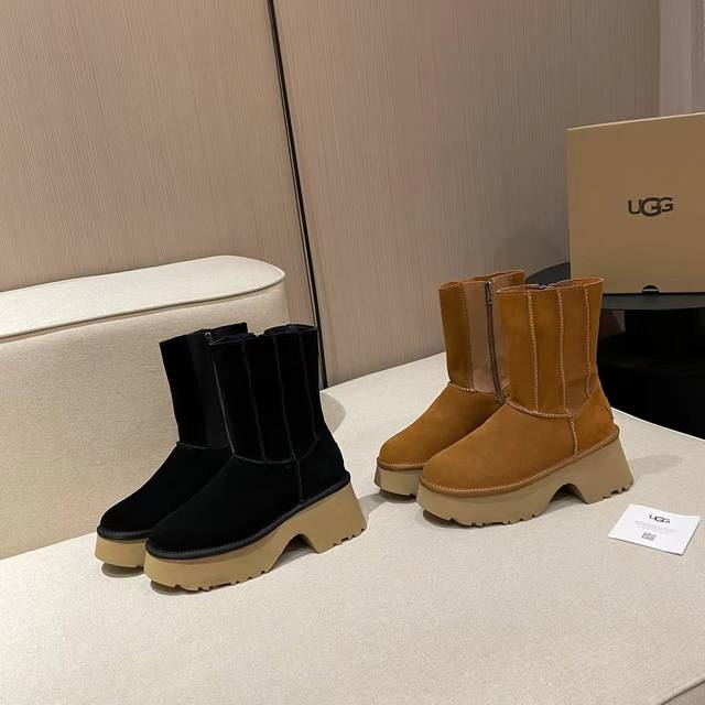 官网ugg厚底人鱼鞋系列美式复古风格己出货，35-40.黑色，栗色！