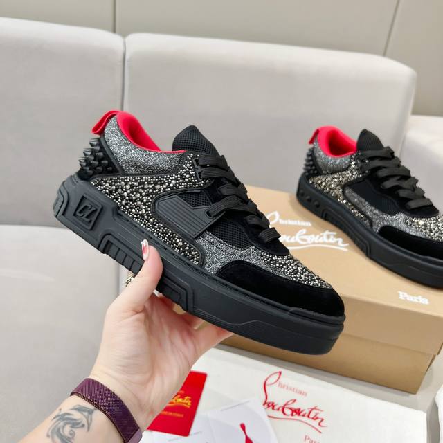 王俊凯 杨幂 许凯 张婧仪 丁程鑫 陈牧驰 王子异 同款christian Louboutin路铂廷 新品 钻面 Astroloubi 男女同款厚底运动鞋红底鞋