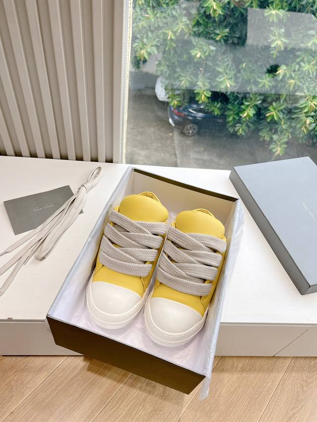 G0135代购级别rick Owens 瑞克 欧文斯24秋冬情侣系列edfu全粒面小牛皮复古运动鞋休闲鞋 面料：原版牛皮 内里：羊皮 尺码：35~43女码 40