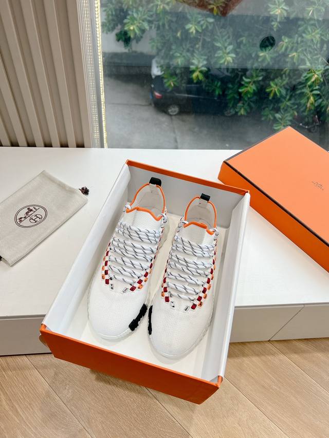 男码40G169顶级版本情侣款hermes 爆单新品bouncing运动鞋轻napa小牛皮拼接麂皮，搭配撞色大底，简约鞋型，打造活力休闲风格 又是一款必火的鞋子