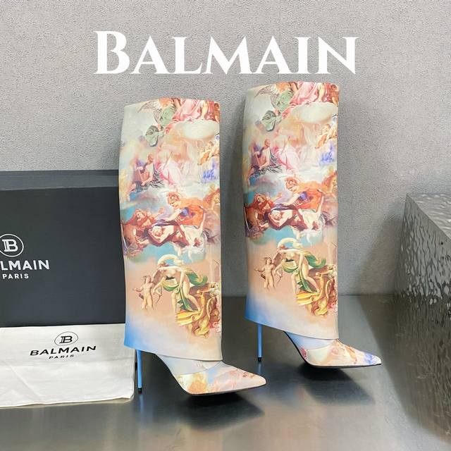 出厂价 Blamain 巴尔曼 独家首发 巴尔曼 秋冬季新款 天空印花皮革 靴子 Balmain是一个非常全面之尊贵时尚生活品牌 香港，美国，等大时尚博主及明星