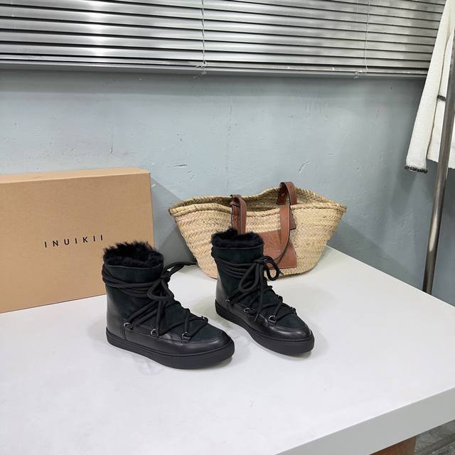高品质出厂 ！新色！小众潮牌inuikii 24Ss秋冬专柜最新款贝壳头休闲时装雪地靴！独家款顶级货！强烈推荐！时尚百搭又保暖的一款靴子！而且不容易撞款哦！今冬