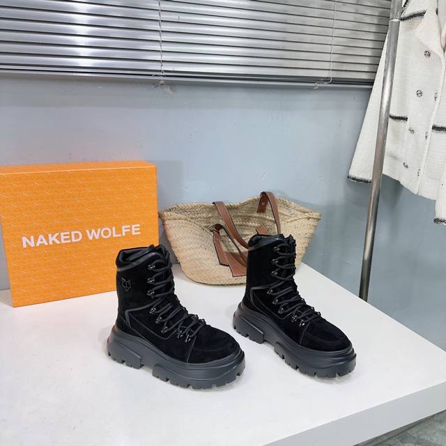 高品质出厂 ！小众潮牌！Naked Wolfe24Ss秋冬最新秀场松糕厚底马丁靴短靴系列 狐狸头恨天高时装短靴 Naked Wolfe耐德 沃夫是一家伦敦时装设