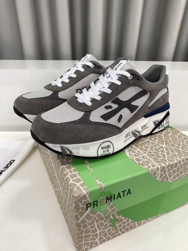 Premiata 普瑞米亚达 时尚、运动、休闲、慢跑、男鞋。 普瑞米亚达意大利名品百年历史，所有工艺全手工打造，米“字一样的logo简称米字鞋。完美的融合了传统