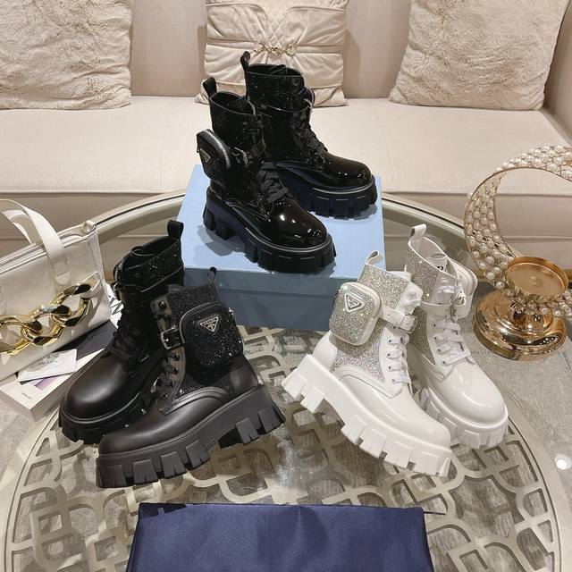 Prada 冬季烫钻顶级版 面料： 进口开边珠 内里，羊皮 大底：Tpu组合原版大底 码数：35至41
