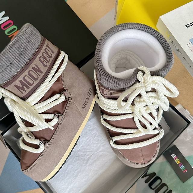 顶级版本：飞织款 Moon Boot 经典月亮靴 Icon Nylon尼龙短筒 户外 防水 雪地靴 棉靴 短靴 原版购入开发 做货 这款moon Boot 月亮
