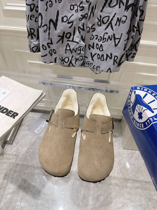 出厂 Birkenstock勃肯羊毛拖鞋单鞋系列 冬日复古暖阳保暖鞋，鞋面原版澳大利亚进口羊皮毛一体，垫脚内里纯羊毛，私模大底 Size：35-40